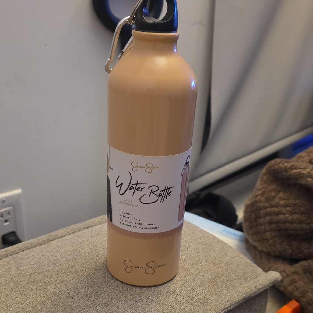 Jessica Simpson Nude Pink Water Bottle with Carabiner